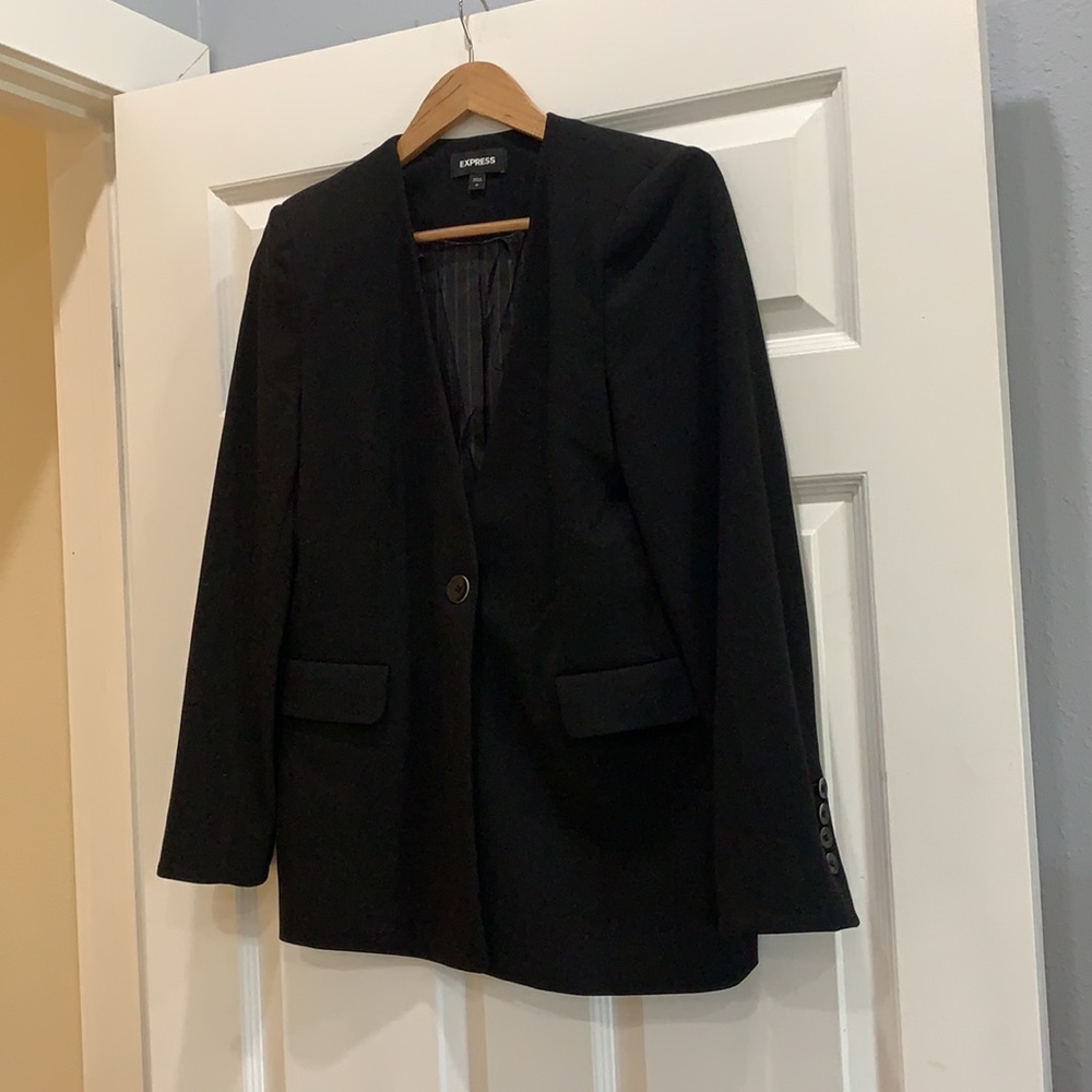 Express Collarless One-Button Blazer Size 10 - image 4